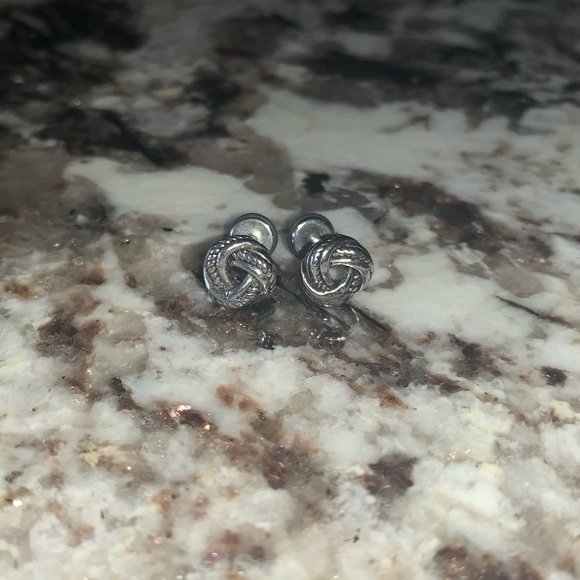 Vintage Stainless Steel Love Knot Screw-Back Earrings - Picture 3 of 7